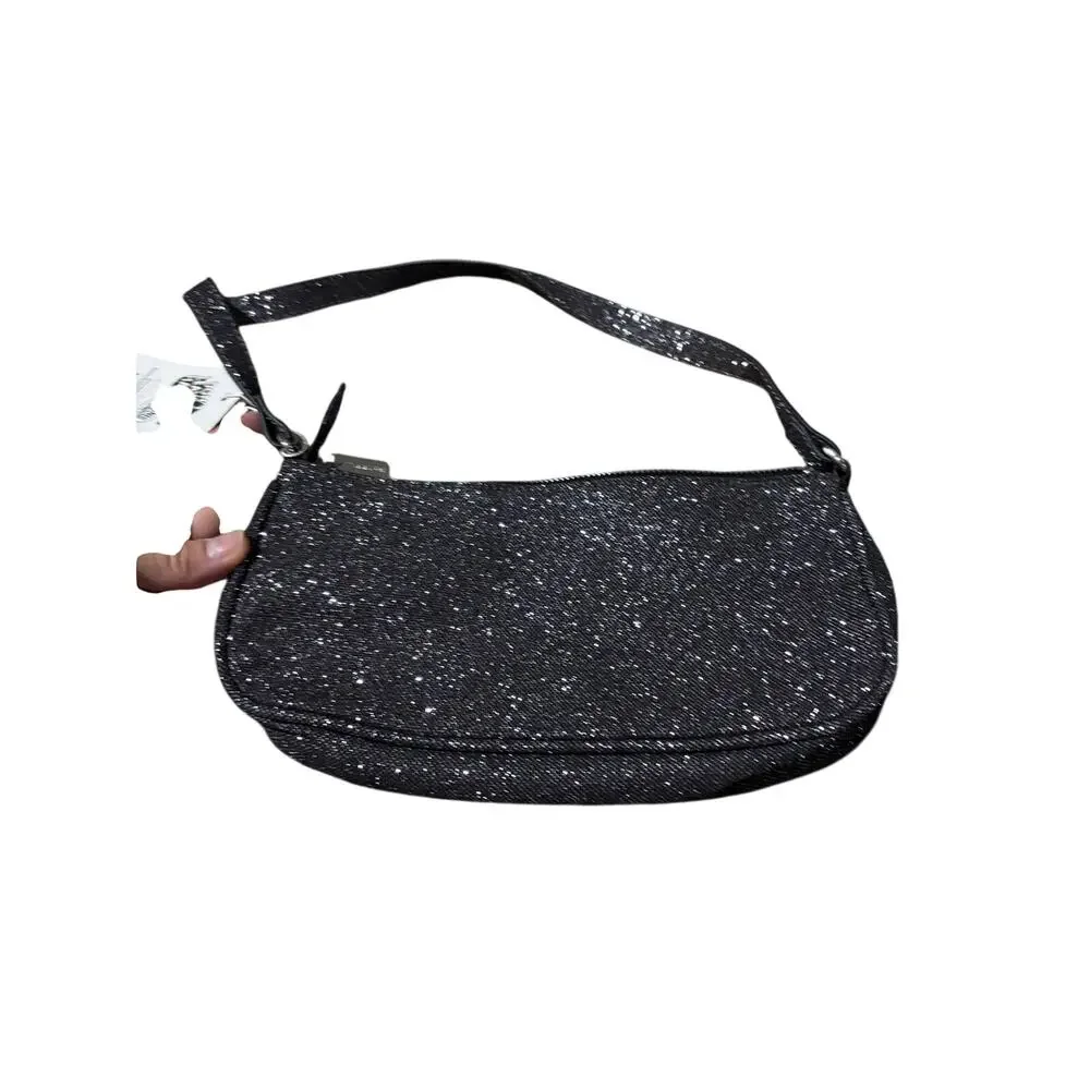Skinny Dip Don’t Leave me Hanging black smiley face small sequined bag nwt